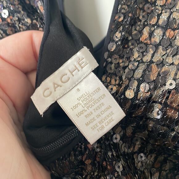 Cache Womens Sequin Sleeveless Dress Animal Print 8 - Picture 5 of 5